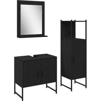 vidaXL Juego De Muebles De Ba&ntilde;o 3 Pcs Negro 33 X 33 X 102.5 Cm Vidaxl