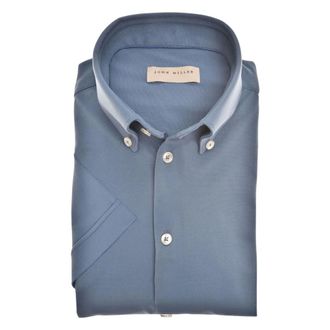 John Miller Short Sleeve Shirts, male, Blue, Size: 4XL Blue Long Sleeve Shirt
