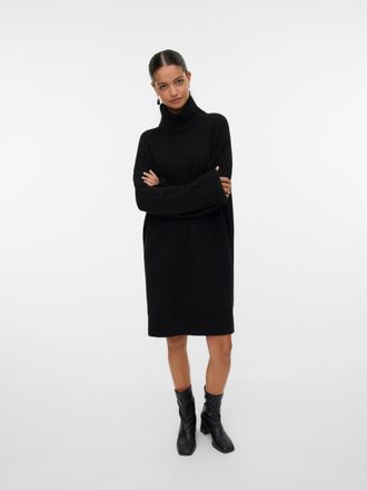 Vero Moda Strickkleid VERO MODA VMAQUARIUS LS ROLLNECK SHORT DRESS BF, Damen, Gr. XS, N-Gr, schwarz, Strick, Obermaterial: 65% Polyester, 13% Nylon, 13% Polyacr