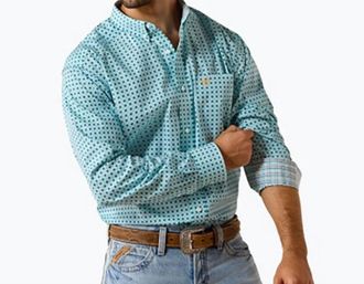 Ariat Wrinkle Free Andy Angel Geo Print Shirt In Blue