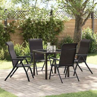 vidaXL Conjunto De Comedor De Jard&iacute;n 5 Pcs Negro Polirat&aacute;n Vidaxl