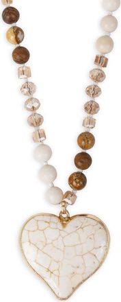Saachi Beaded Heart Pendant Necklace in Ivory at Nordstrom Rack