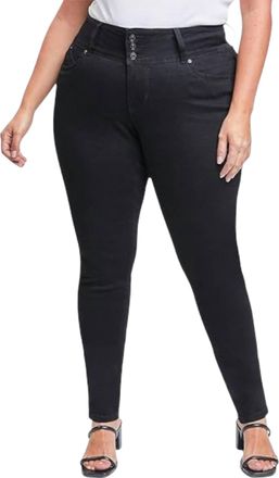 YMI 3 Button Signature Slim Skinny Jeans - Plus In Black