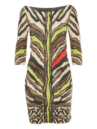 Cavalli animal-print long sleeve mini dress - Brown