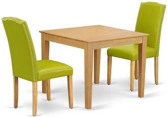 East West Furniture Dining Room Set Oak, OXEN3-OAK-51
