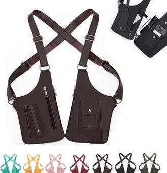 Generic Double Shoulder Armpit Bag, Premium Leather Adjustable Underarm Shoulder Bag for Men and Women (Brown)