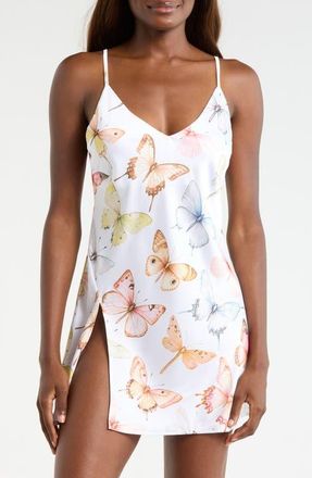 Kilo Brava Butterfly Satin Slip in Pastel Wings at Nordstrom, Size 3X-Large