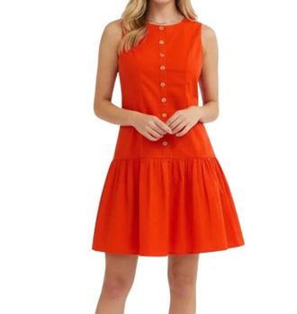 THML Clothing Sleeveless Button Down Dress In Orange