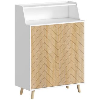 HOMCOM Zapatero 75x35x104 cm blanco y natural