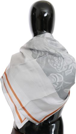 Costume National Womens Gray Red Silk Shawl Foulard Wrap Scarf