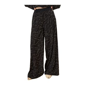 Souvenir Broeken, Dames, Zwart, S, Zwarte kralen palazzo broek