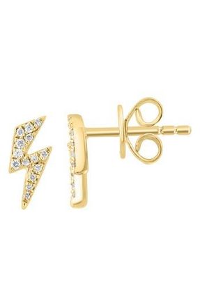 Effy Pav&eacute; Diamond Lightning Bolt Stud Earrings in Gold at Nordstrom Rack