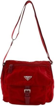 Prada Pre-owned Cross Body Bags, female, Red, Size: ONE SIZE Pre-owned Nylon Cross Body Bag