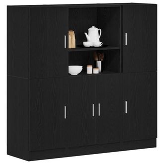 Berkfield Home 3 Piece Kitchen Cabinet Set Black Engineered Wood