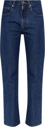 Jil Sander Jeans met licht taps toelopende pijpen - Dames - Jeans - Blauw - Maat: XL Katoen