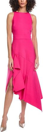 Oscar De La Renta Asymmetrical Drape Wool-Blend Maxi Dress