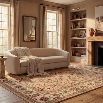 Safavieh Alfombra tradicional de polipropileno beige/blanco, 122 x 183 cm