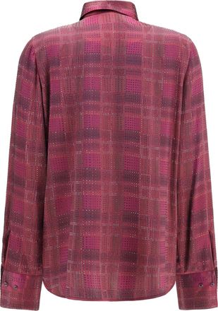 Ermanno Scervino Crystal-Embellished Check Satin Shirt - Red