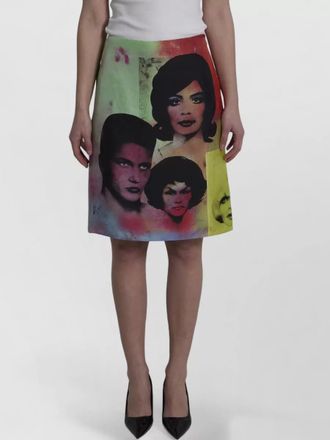 Versace silk midi skirt regular fit graphic