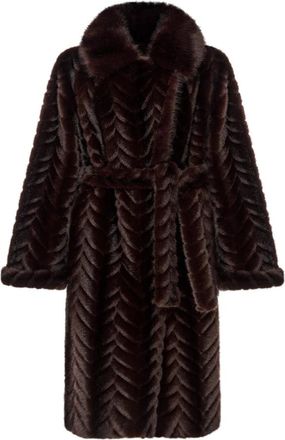Cesare Gaspari Royal Chevron Jas - Dames - Jas met riem - Bruin - S - Polyester - Jassen