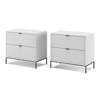 Vicco Mesilla De Noche Eliza, Blanco, Lote De 2