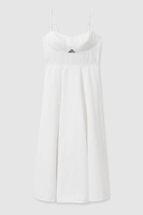 Reiss White Denim Fit and Flare Midi Dress, 16