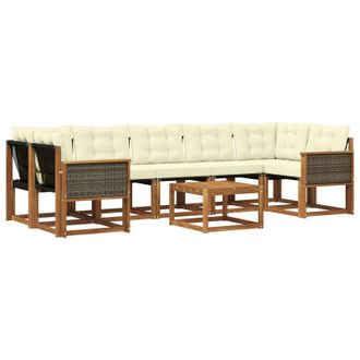 vidaXL Conjunto De Sof&aacute;s De Exterior Con Coj&iacute;n 8 Pcs Natural Y Crema Vidaxl