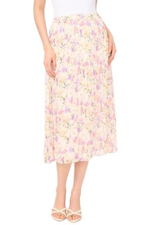 CeCe by Cynthia Steffe Sunburst Pleated Midi Skirt in New Ivory at Nordstrom, Size X-Small