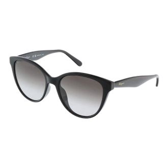 Ferragamo Sunglasses Cat Eye Full Rim, Black Frame And Grey Gradient Lens Sf1073S001