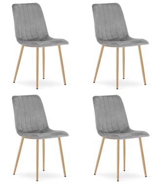 OEM Silla Lava - Terciopelo Gris Claro / Patas Color Madera X 4