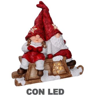 Vacchetti Vacchetti - Resina Led Pap&aacute; Noel Con Ni&ntilde;o Rojo Cm40x26h15