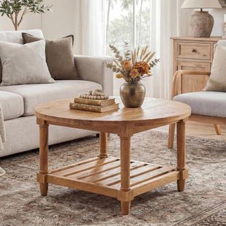Tribesigns Tribesigns Round Coffee Table, Industrial 2-Tier Circle Coffee Table with Storage Shelves, Modern Wooden Accent Center Table Sofa Side Table for