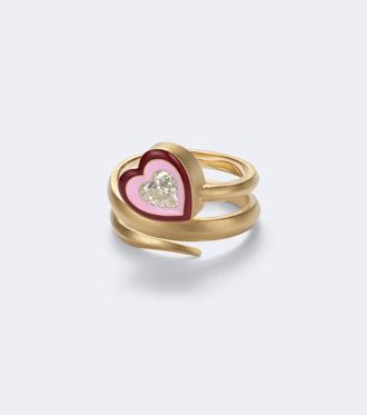 Kamyen Jewellery Love Loop 18kt gold and enamel ring with diamond