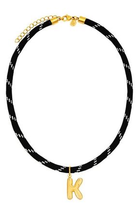 Petit Moments Bubble Initial Pendant Cord Necklace in Black-K at Nordstrom