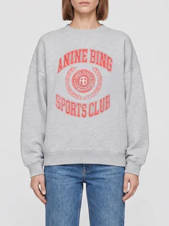 Anine Bing Felpa girocollo in misto cotone con logo e vestibilit&agrave; relaxed
