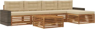 vidaXL Conjunto De Sof&aacute;s De Exterior 6 Uds. Natural Y Beige Poli&eacute;ster Vidaxl