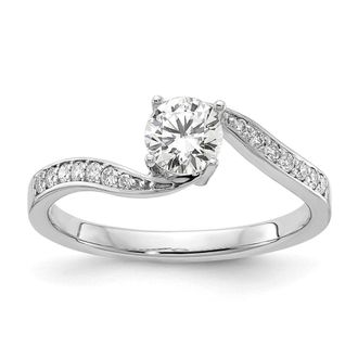 Diamond2Deal 14k White Gold Lab Grown Diamond Wedding Band Ring 0.63Ct Clarity- VS Color- G-H