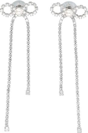 Self Portrait Accessoires, Dames, Grijs, ONE Size, Crystal Droplet Bow Earring