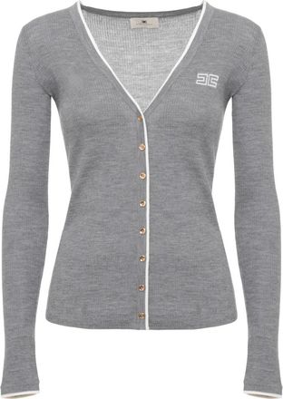 Elisabetta Franchi Ribbed Wool Sweater - Dames - Vesten - Grijs - M - Wol - Truien & Vesten
