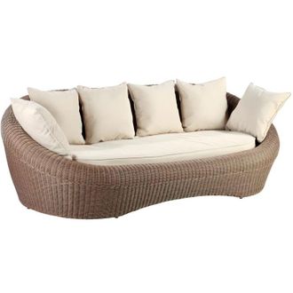 Vente-Unique Divano da giardino 3 posti in resina intrecciata marrone - WHITEHEAVEN