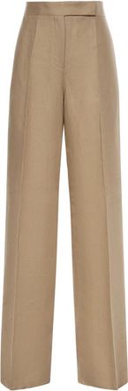 Max Mara Mxsbig Linnen Broek - Dames - Wijde Broeken - Bruin - S - Linnen - Broeken