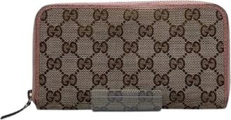 Gucci Pre-owned Wallets, female, Beige, Size: ONE SIZE Pre-owned Canvas Wallet
