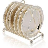 OEM Posavasos Redondo Vintage Con Soporte - Boda, Cena, Restaurante, Hotel (plata, 10 Cm De Di&aacute;metro) - Crezuo