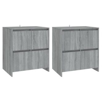 Berkfield Home Sideboards 2 pcs Grey Sonoma 70x41x75 cm Engineered Wood | Size: 70 x 41 x 75 cm