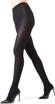 MeMoi Cable Stitch Sweater Tights in Black at Nordstrom, Size Small