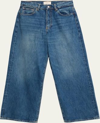 Jeanerica Mens Dark Blue Wide-Leg Denim Jeans