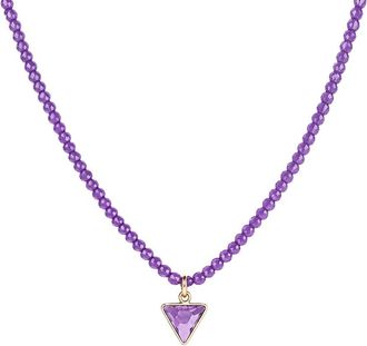 Jewelmak 14K Pink Amethyst Necklace
