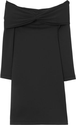 Burberry gathered-detail off-shoulder midi dress - women - Elastane/Polyester - 10 - Black