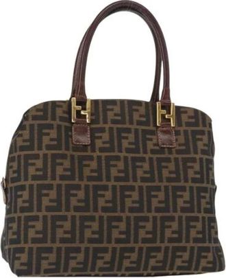 Fendi Pre-owned Handbags, female, Brown, Size: ONE SIZE Pre-owned Canvas Handbag
