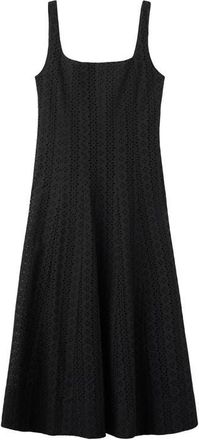 Mango Square Neck Cotton Eyelet Dress in Black at Nordstrom, Size 4